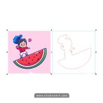 وکتور پسر و هندوانه یلدا با دور بری برش لیزر00231 - Image 2