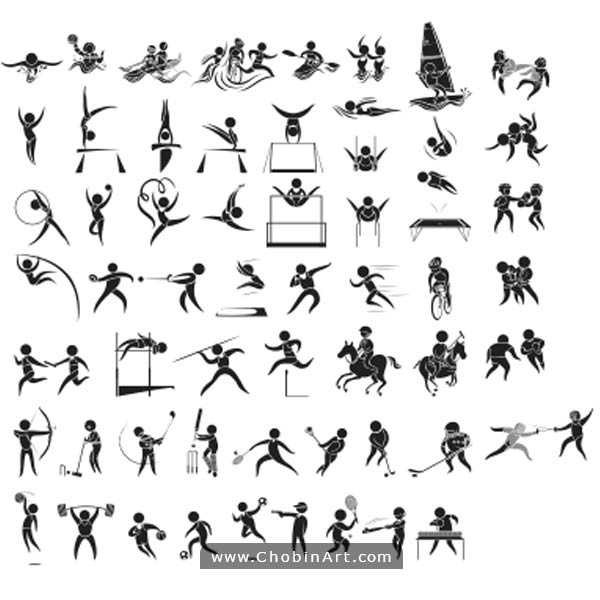 طرح برش لیزر وکتور نمادهای ورزش المپیک00271